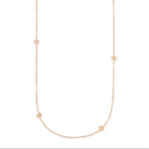 Kendra Scott Rue Long Logo Station Necklace in Rose Gold
